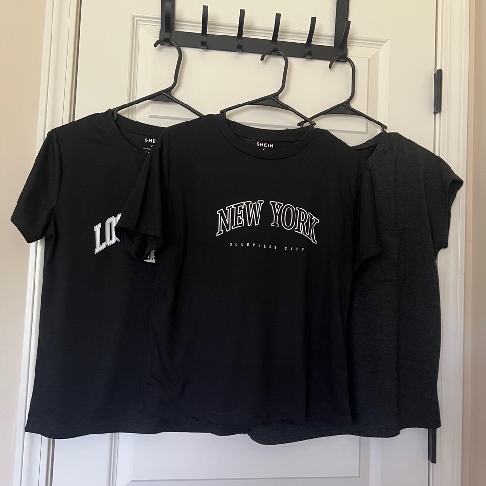 SHEIN Black and Gray Short Sleeve Tees Bundle